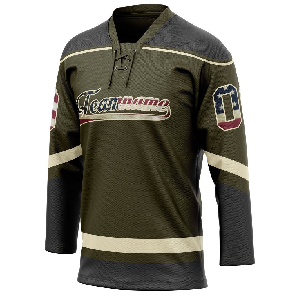Personalized Olive & Cream Solid Colour Hockey Jersey