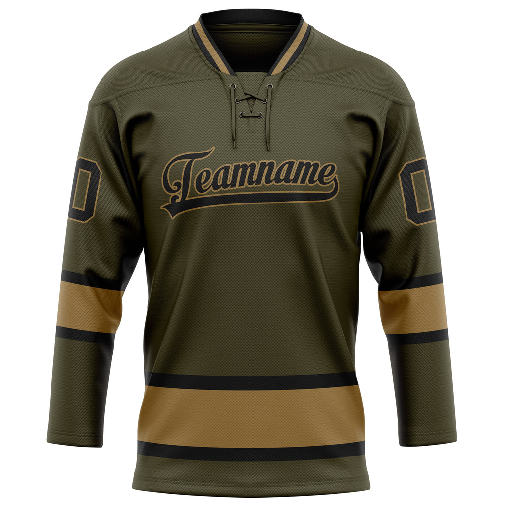 Personalized Olive & Black Solid Colour Hockey Jersey