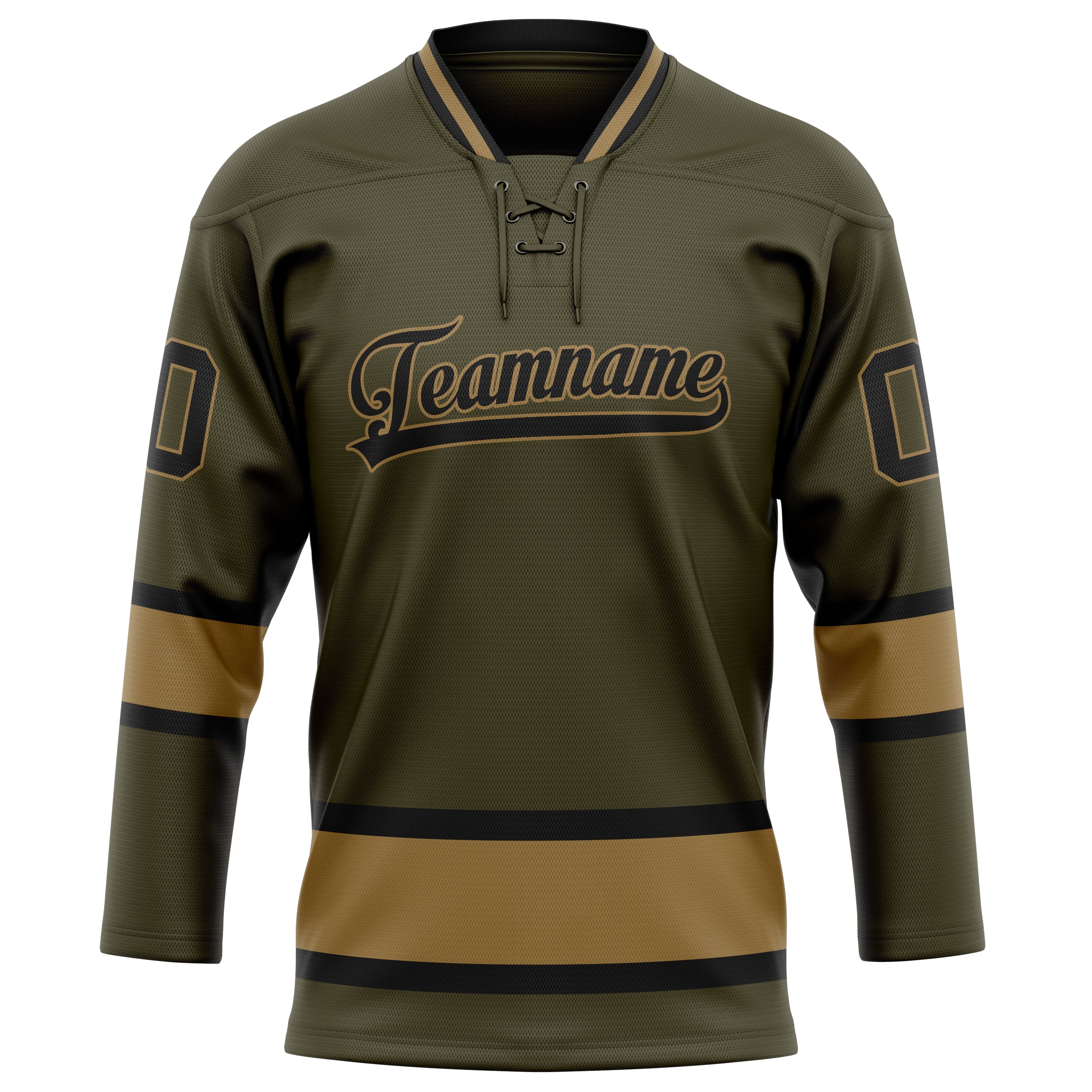 Personalized Olive & Black Solid Colour Hockey Jersey
