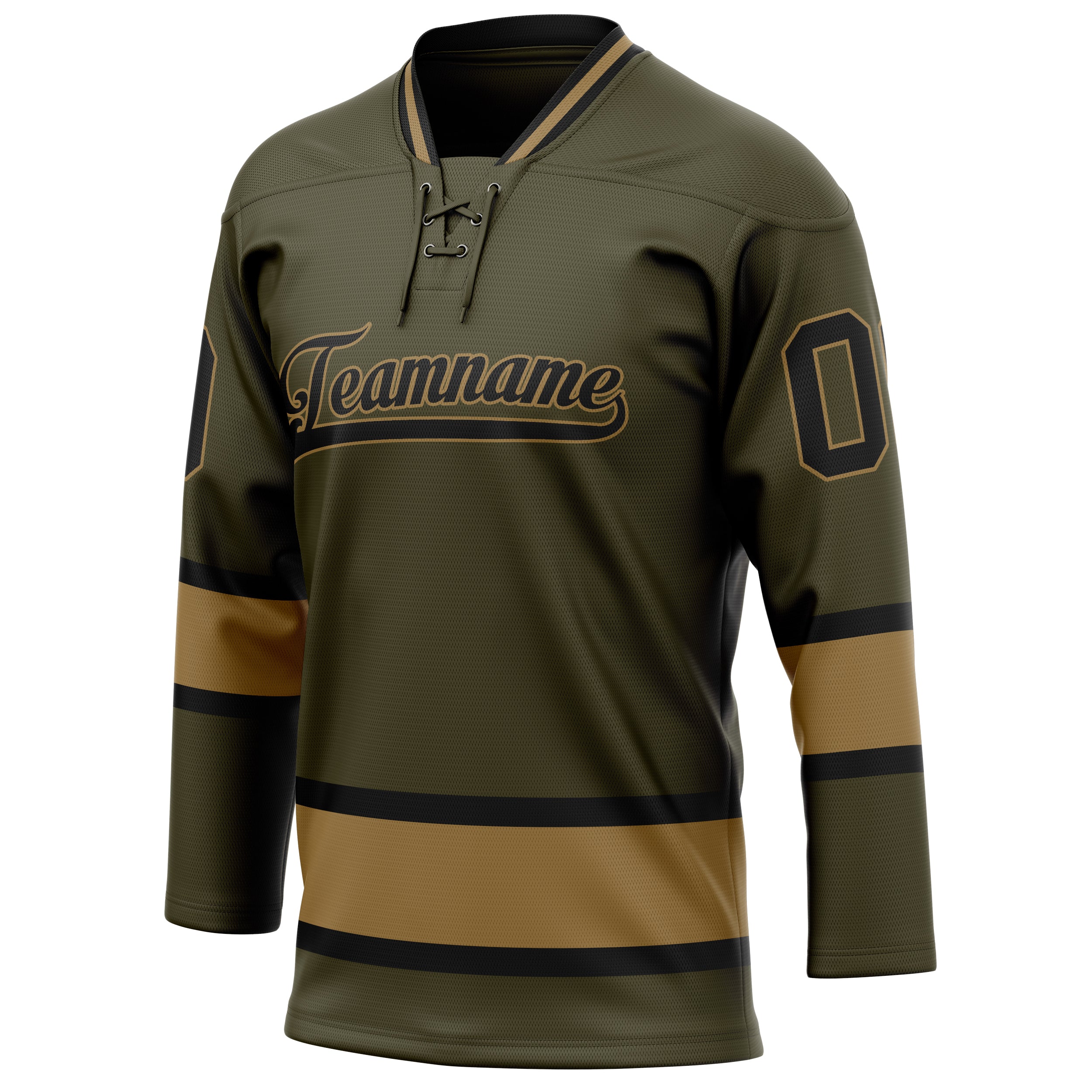Personalized Olive & Black Solid Colour Hockey Jersey