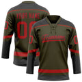 Personalized Olive & Red Solid Colour Hockey Jersey