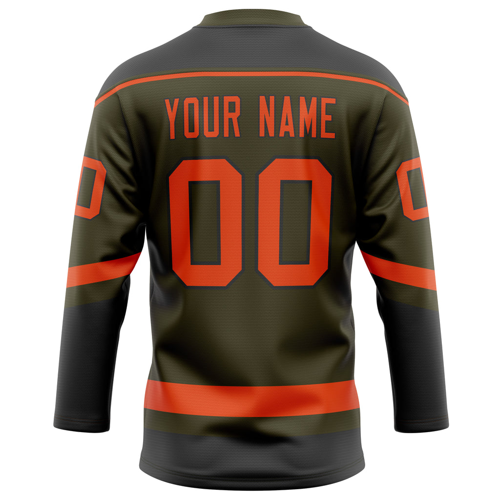 Personalized Olive & Red Solid Colour Hockey Jersey
