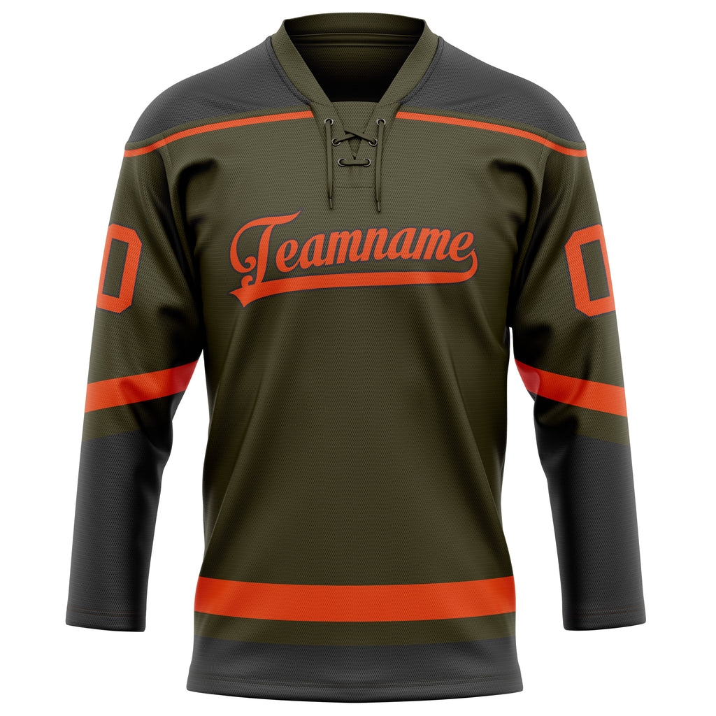 Personalized Olive & Red Solid Colour Hockey Jersey
