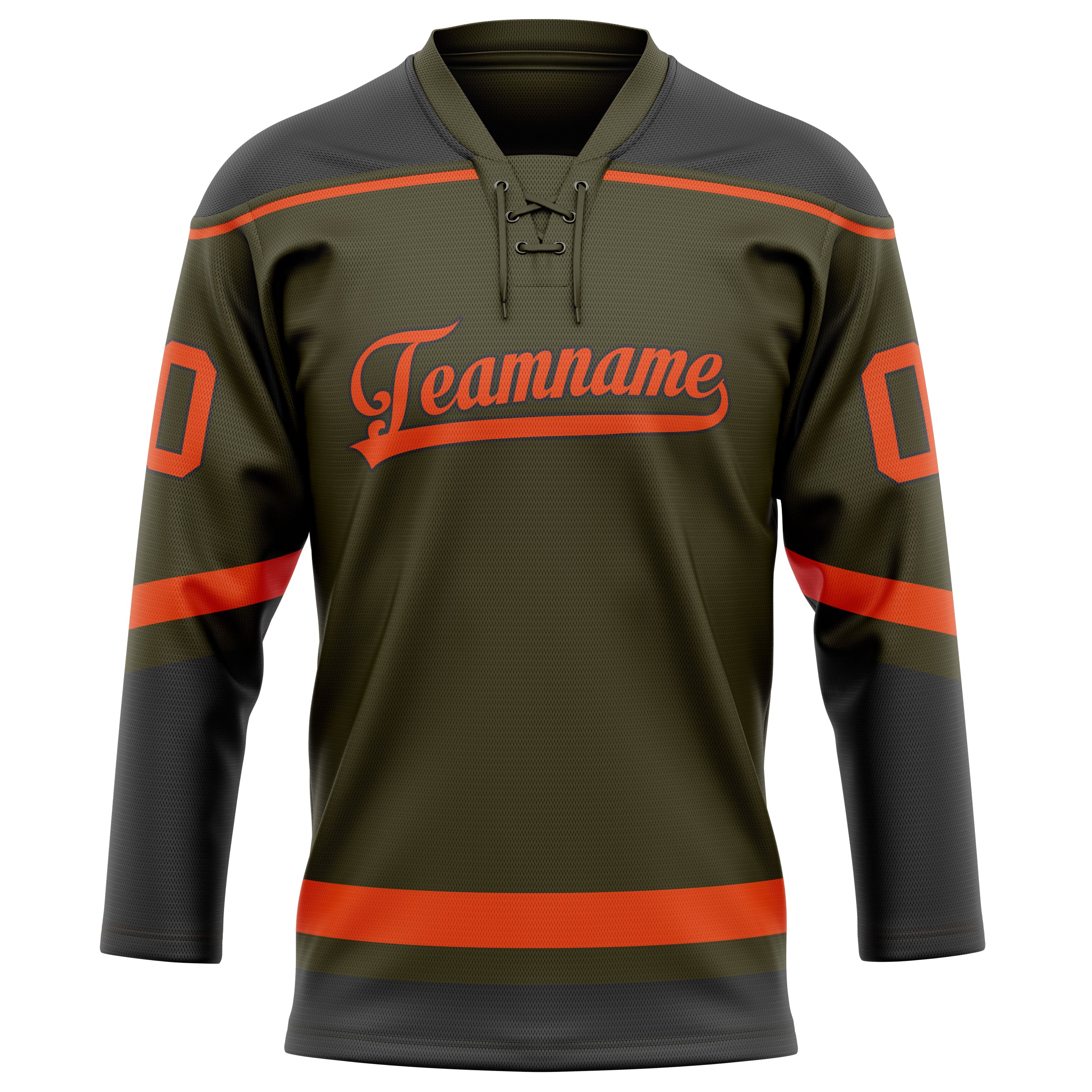 Personalized Olive & Red Solid Colour Hockey Jersey