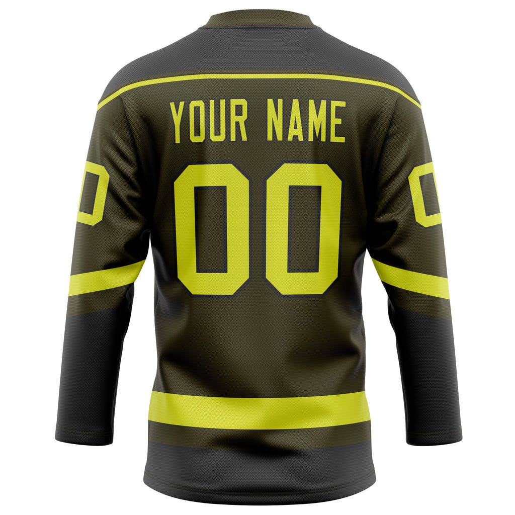 Personalized Olive & Neon Yellow Solid Colour Hockey Jersey