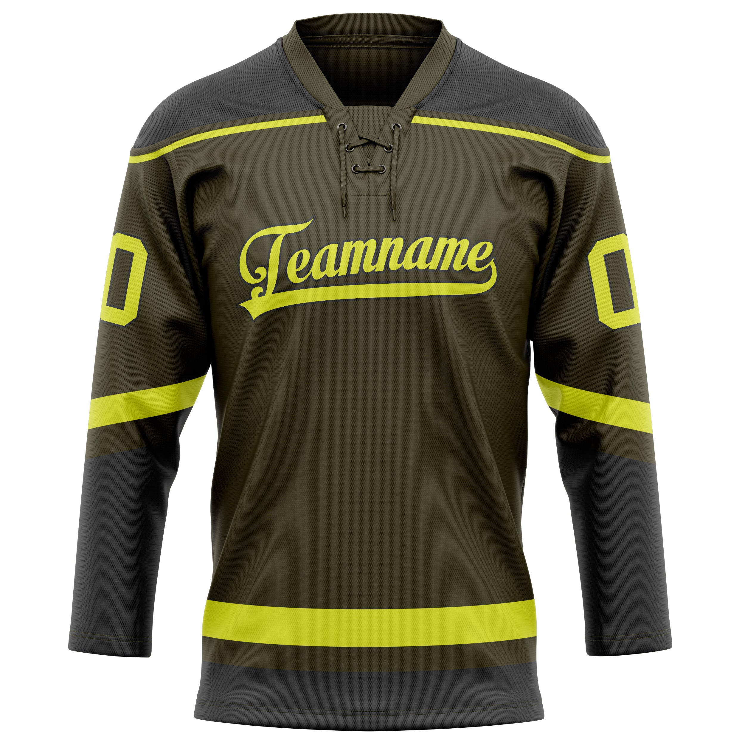 Personalized Olive & Neon Yellow Solid Colour Hockey Jersey