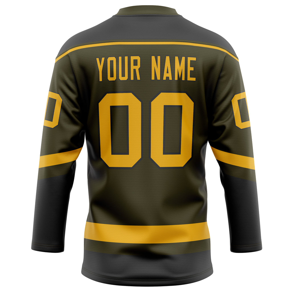 Personalized Olive & Gold Solid Colour Hockey Jersey