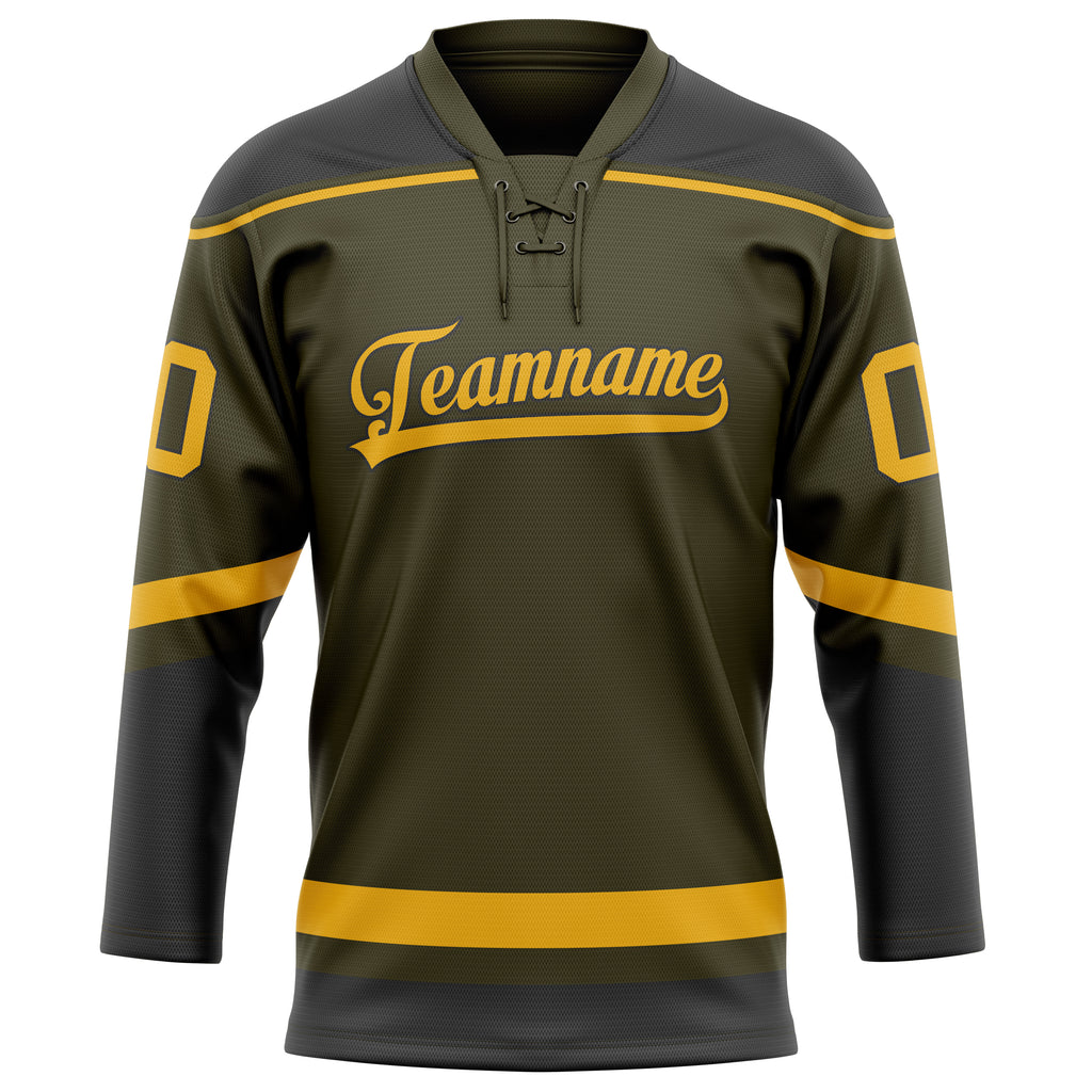 Personalized Olive & Gold Solid Colour Hockey Jersey