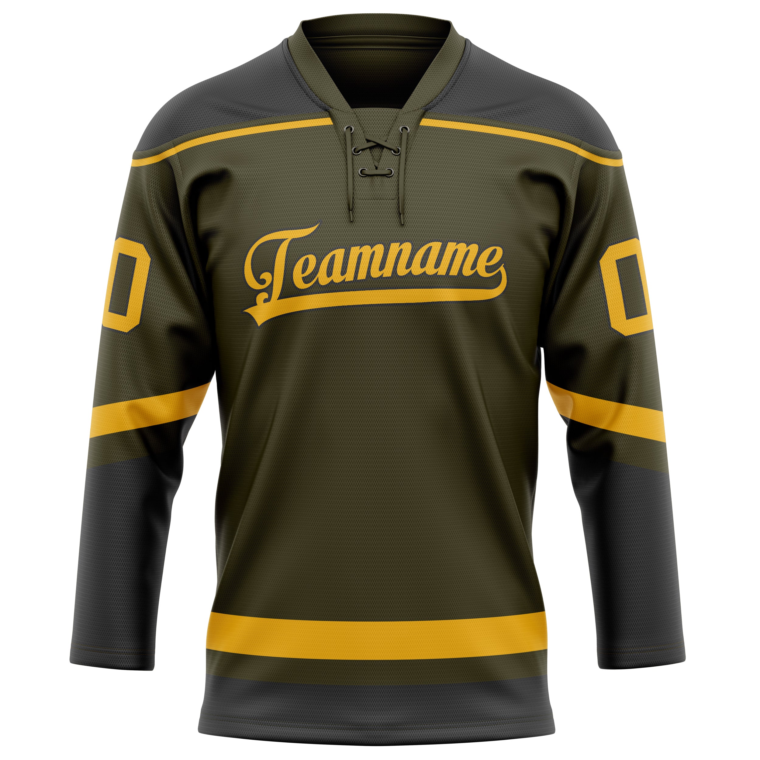 Personalized Olive & Gold Solid Colour Hockey Jersey