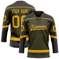 Personalized Olive & Gold Solid Colour Hockey Jersey