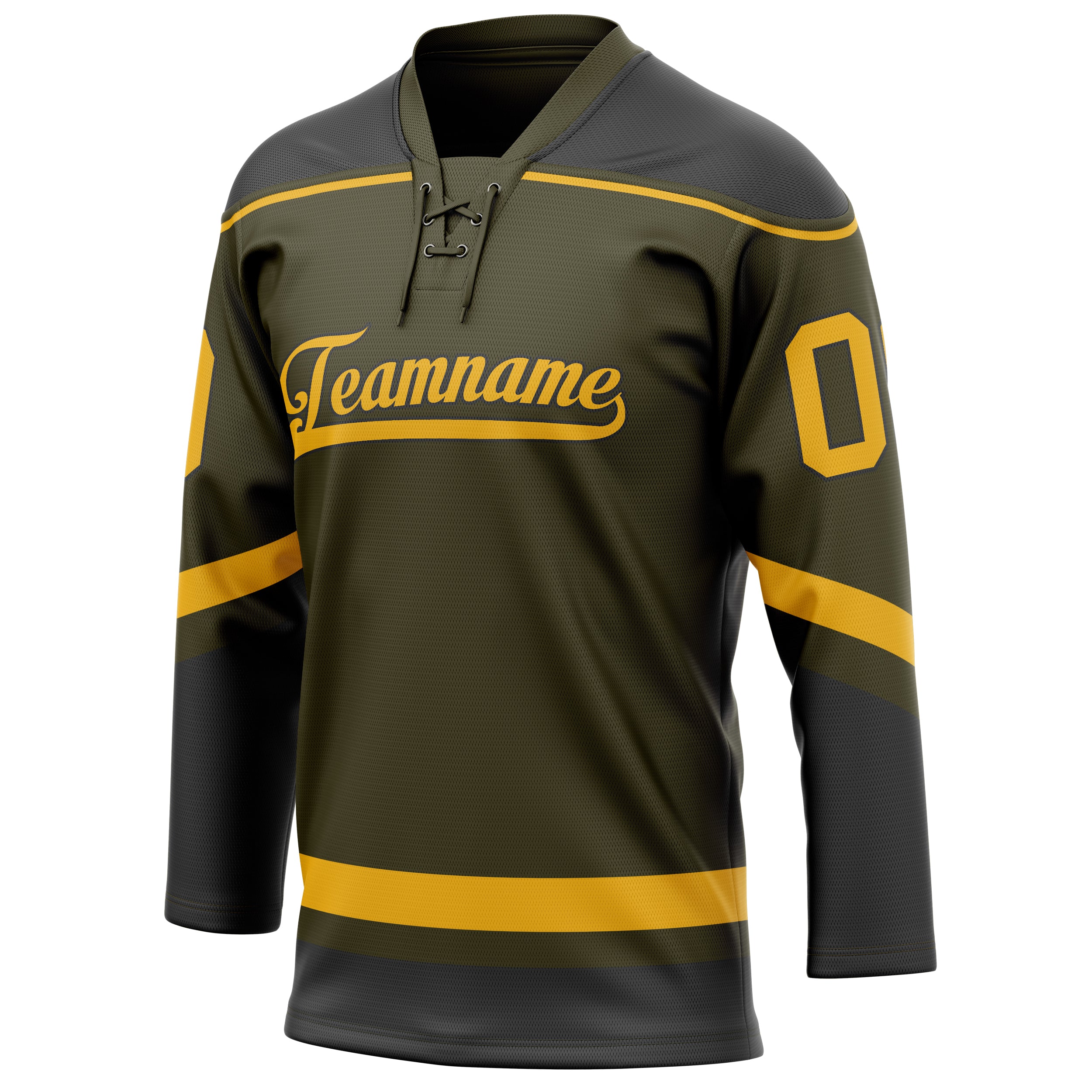 Personalized Olive & Gold Solid Colour Hockey Jersey