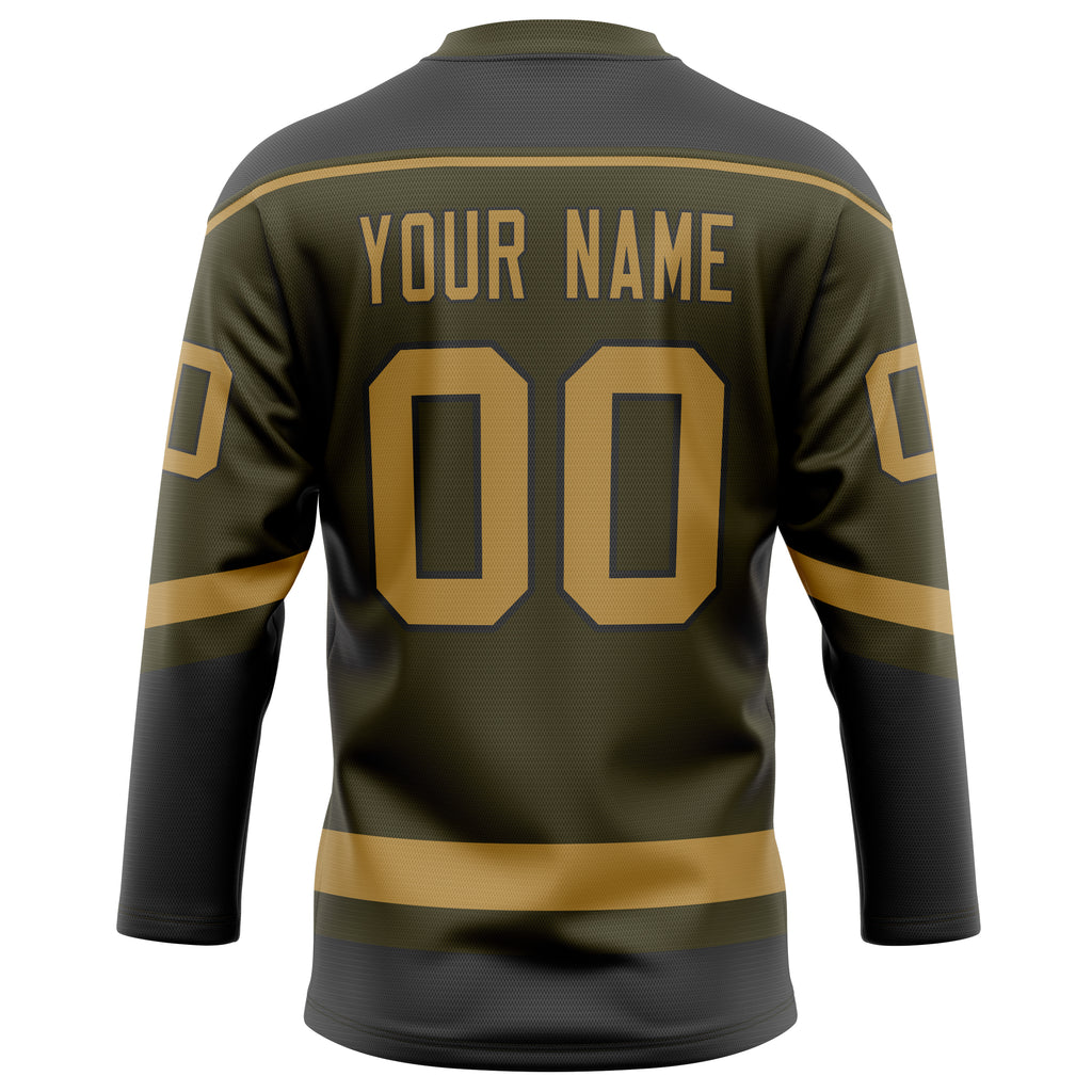 Personalized Olive & Old Gold Solid Colour Hockey Jersey
