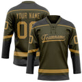 Personalized Olive & Old Gold Solid Colour Hockey Jersey