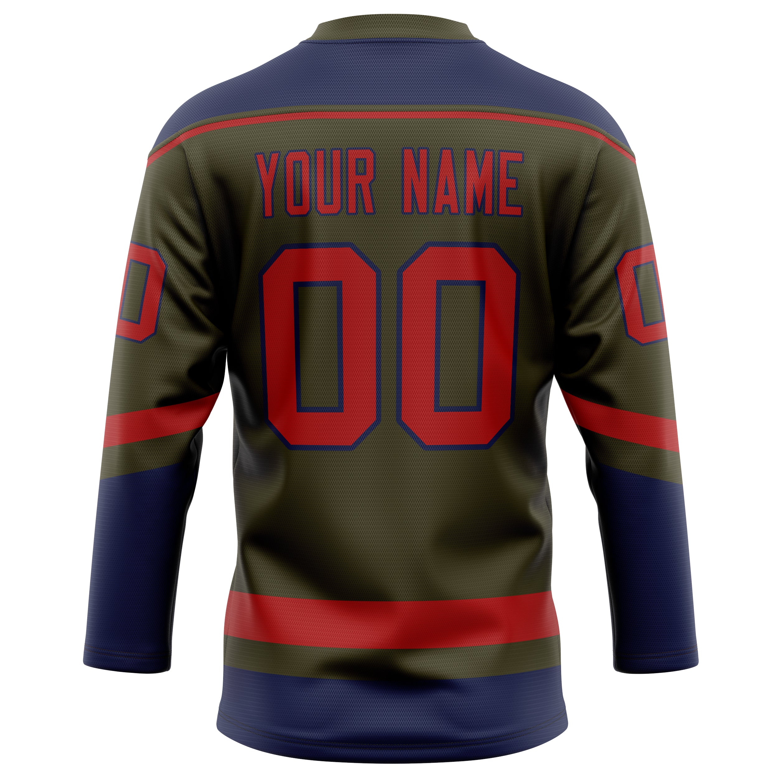 Personalized Olive & Red Solid Colour Hockey Jersey
