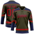 Personalized Olive & Red Solid Colour Hockey Jersey