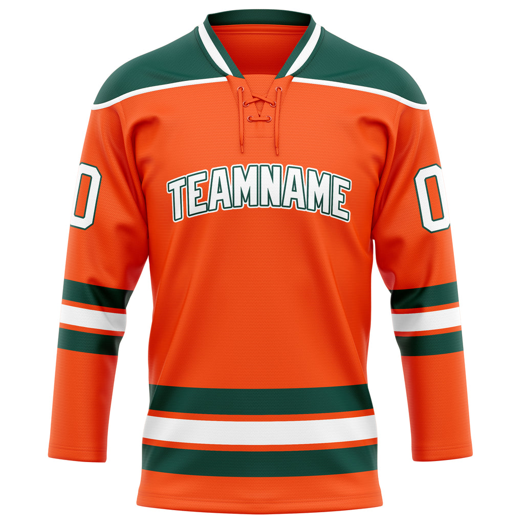 Personalized Orange & Kelly Green Solid Colour Hockey Jersey