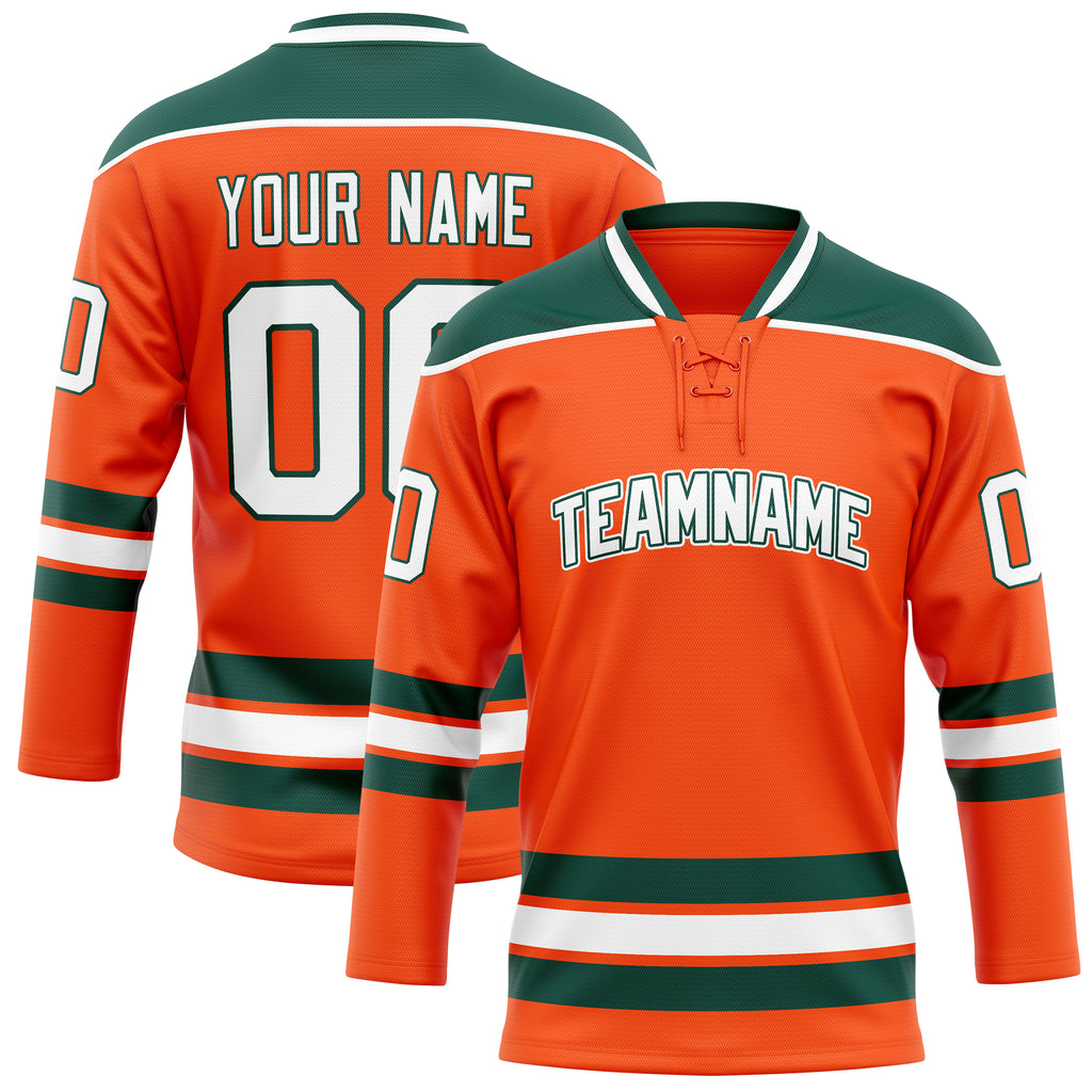 Personalized Orange & Kelly Green Solid Colour Hockey Jersey