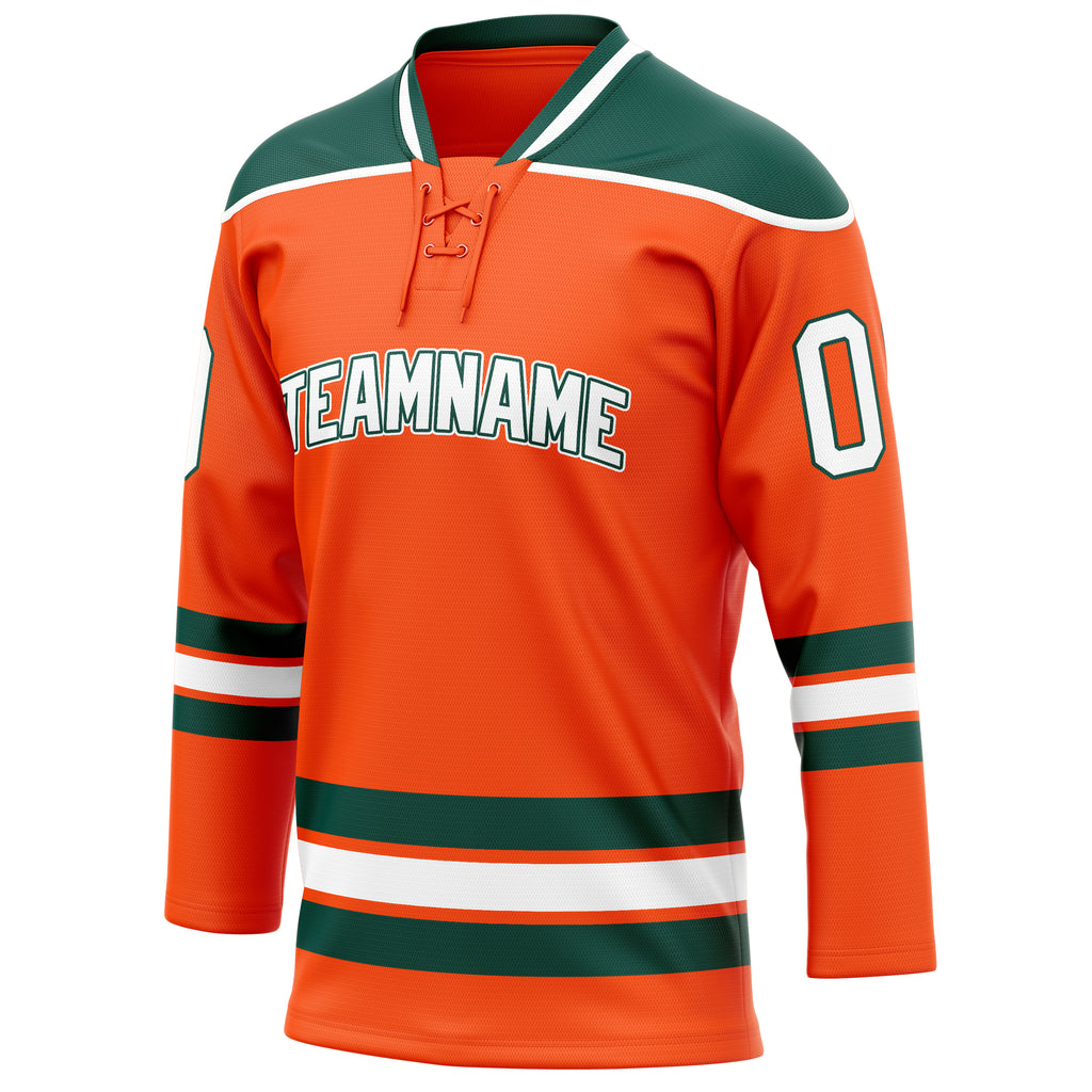 Personalized Orange & Kelly Green Solid Colour Hockey Jersey