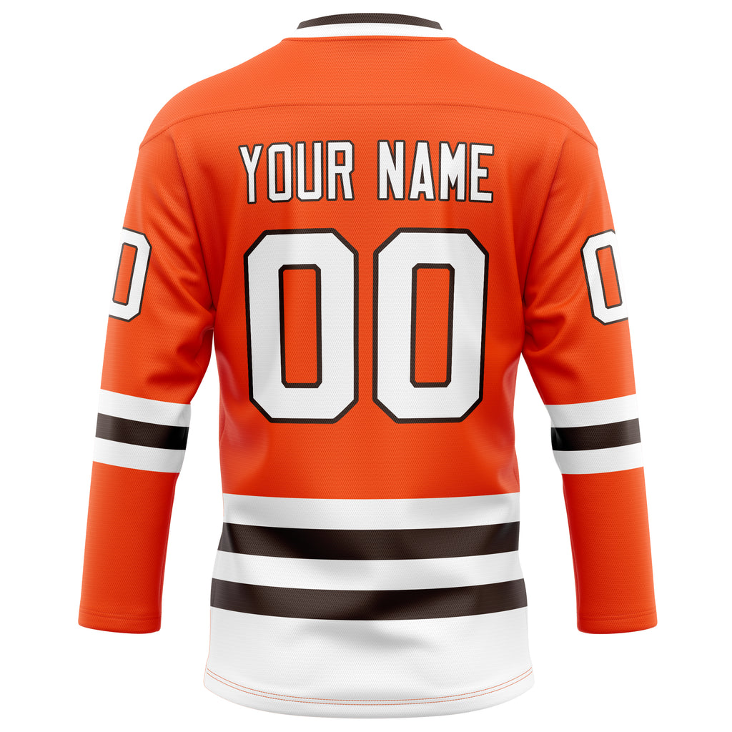 Personalized Orange & White Solid Colour Hockey Jersey