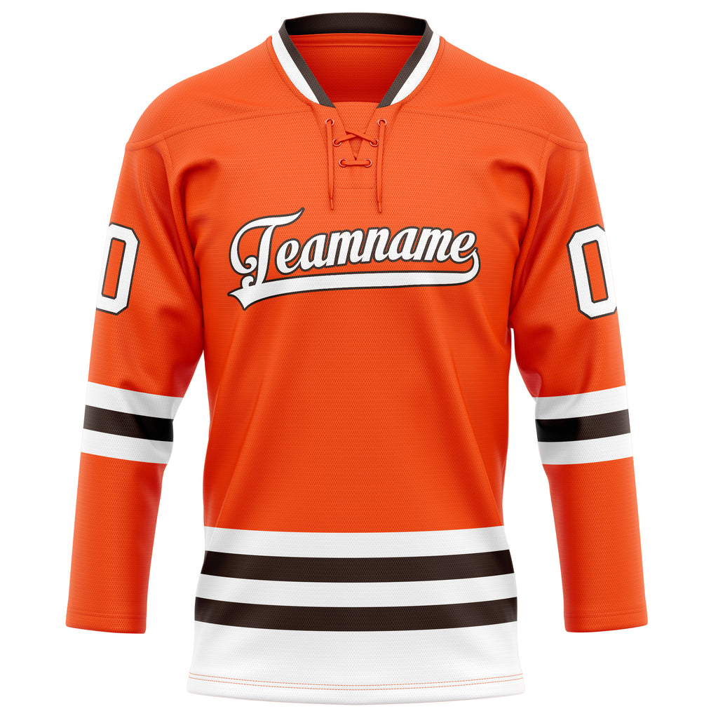 Personalized Orange & White Solid Colour Hockey Jersey