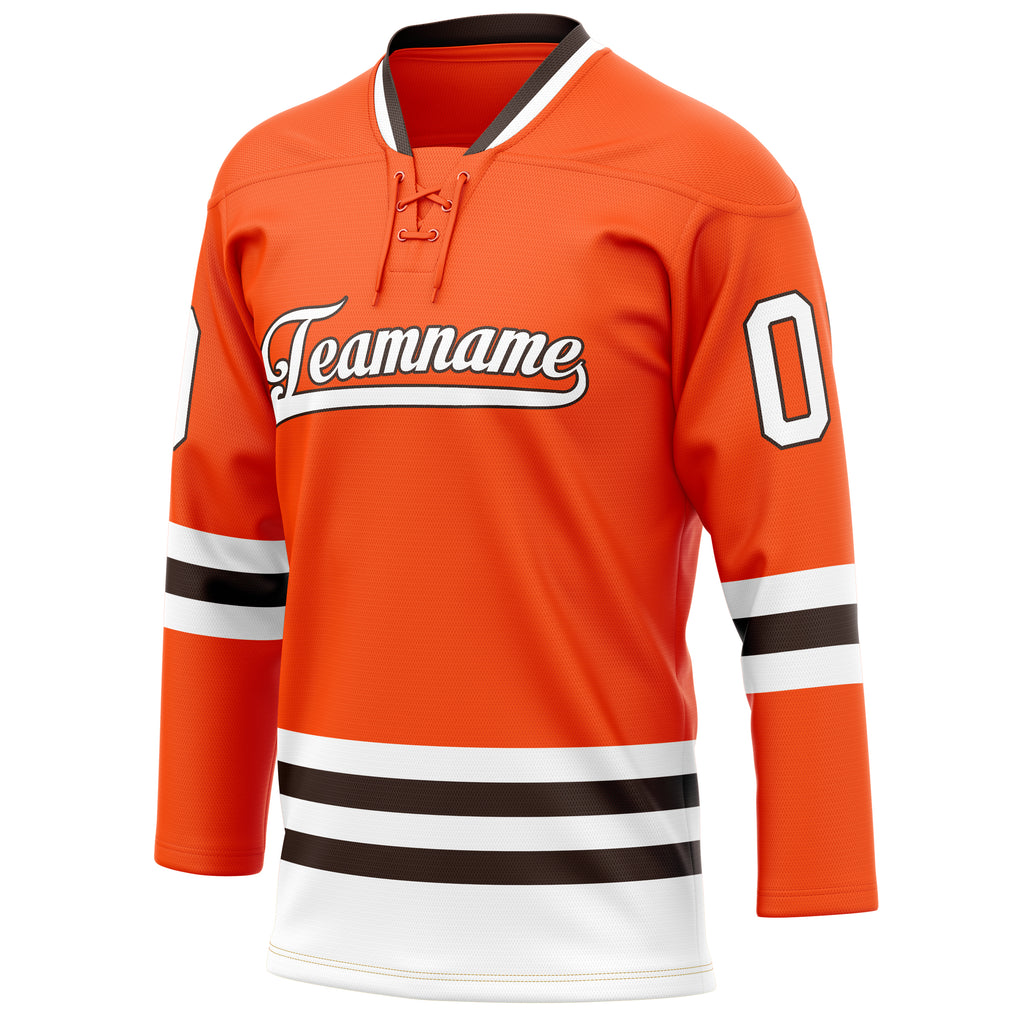 Personalized Orange & White Solid Colour Hockey Jersey