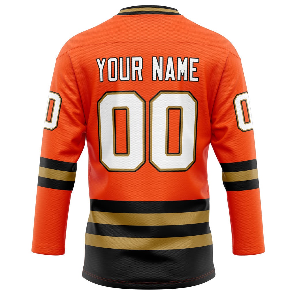 Personalized Orange & Old Gold Solid Colour Hockey Jersey