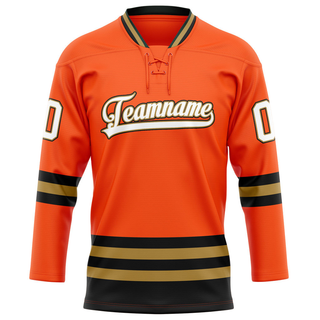 Personalized Orange & Old Gold Solid Colour Hockey Jersey