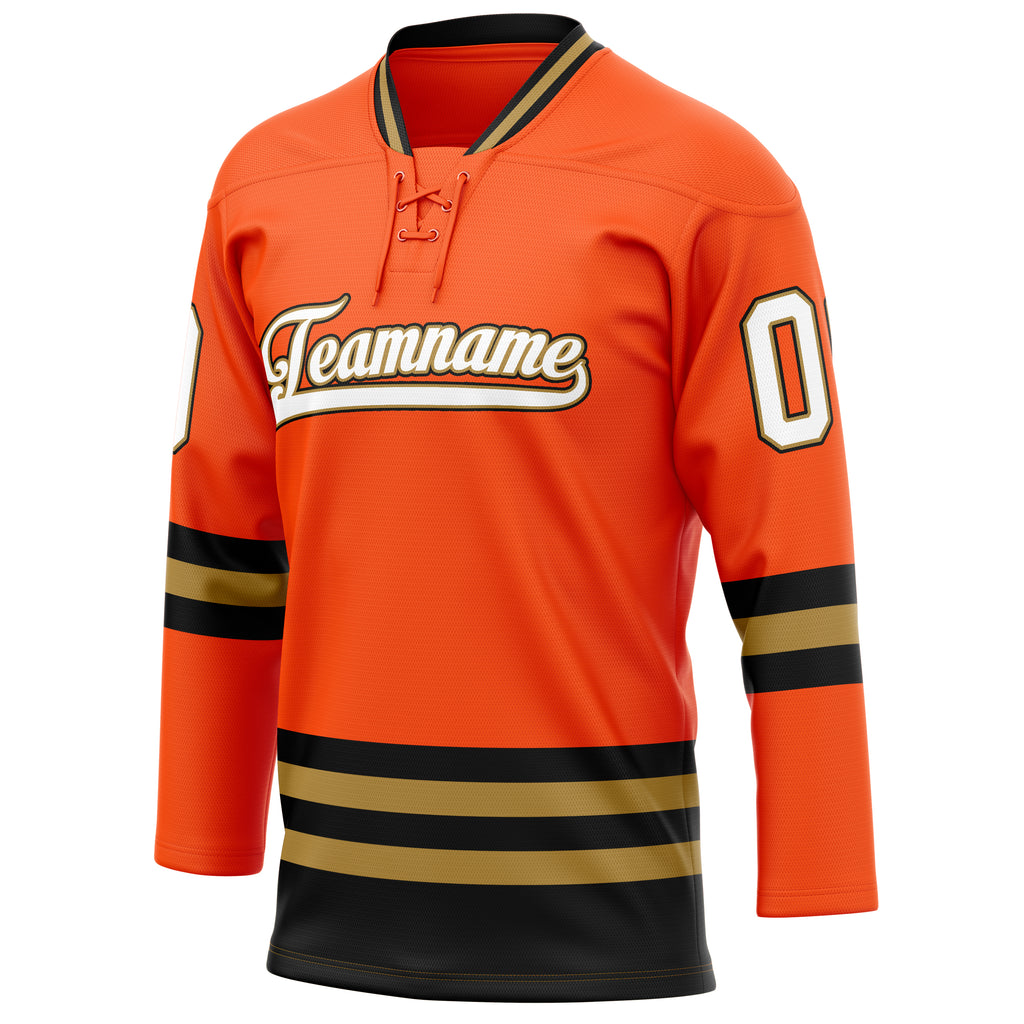 Personalized Orange & Old Gold Solid Colour Hockey Jersey