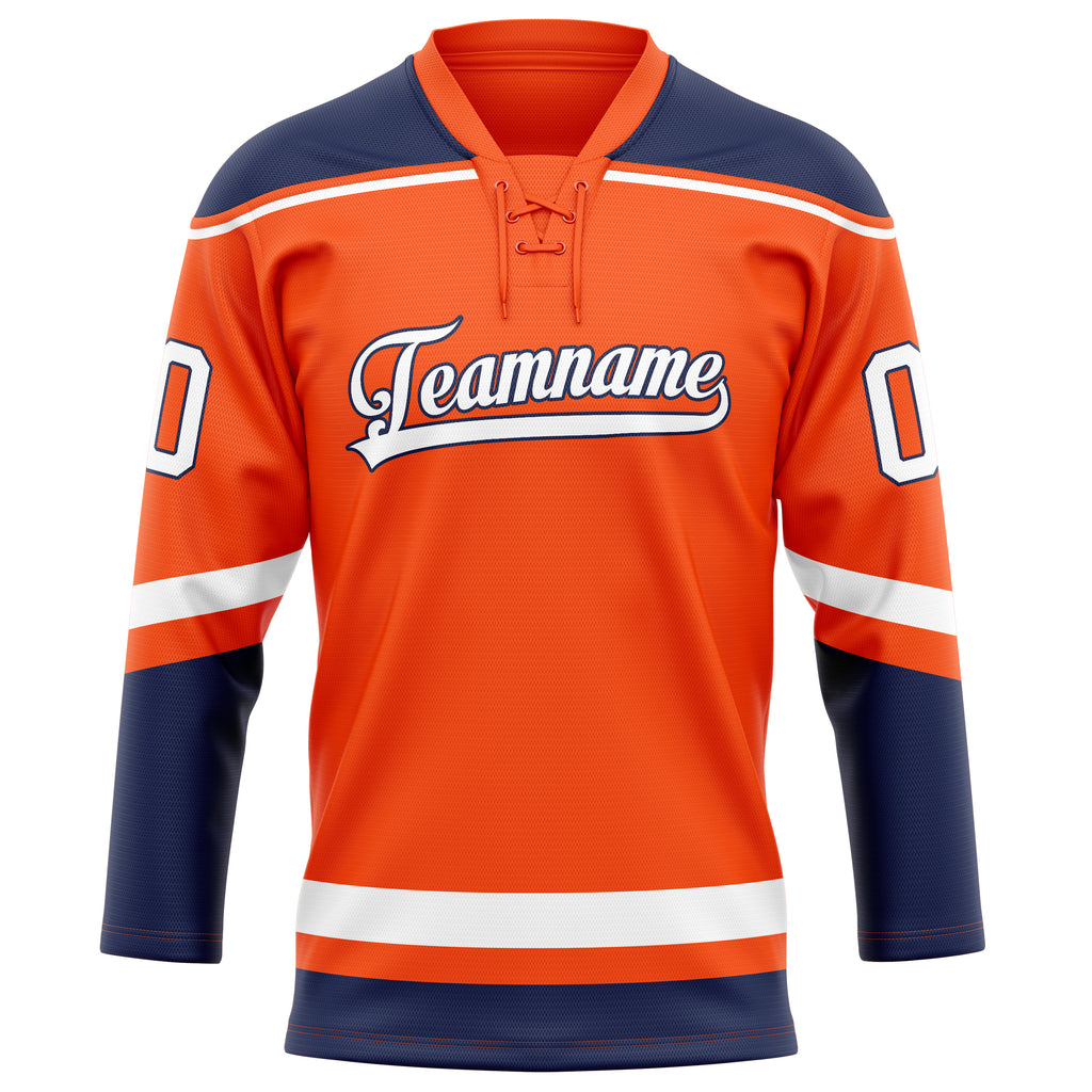 Personalized Orange & Navy Solid Colour Hockey Jersey