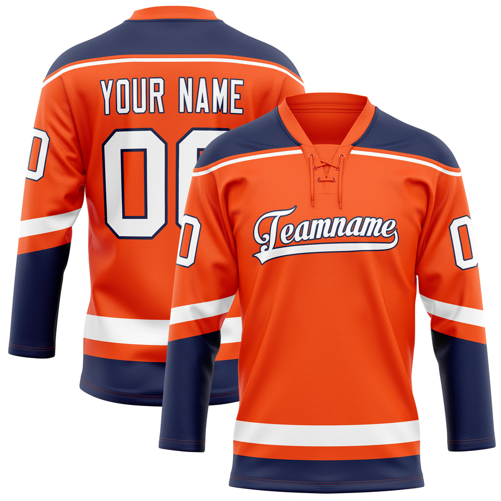 Personalized Orange & Navy Solid Colour Hockey Jersey