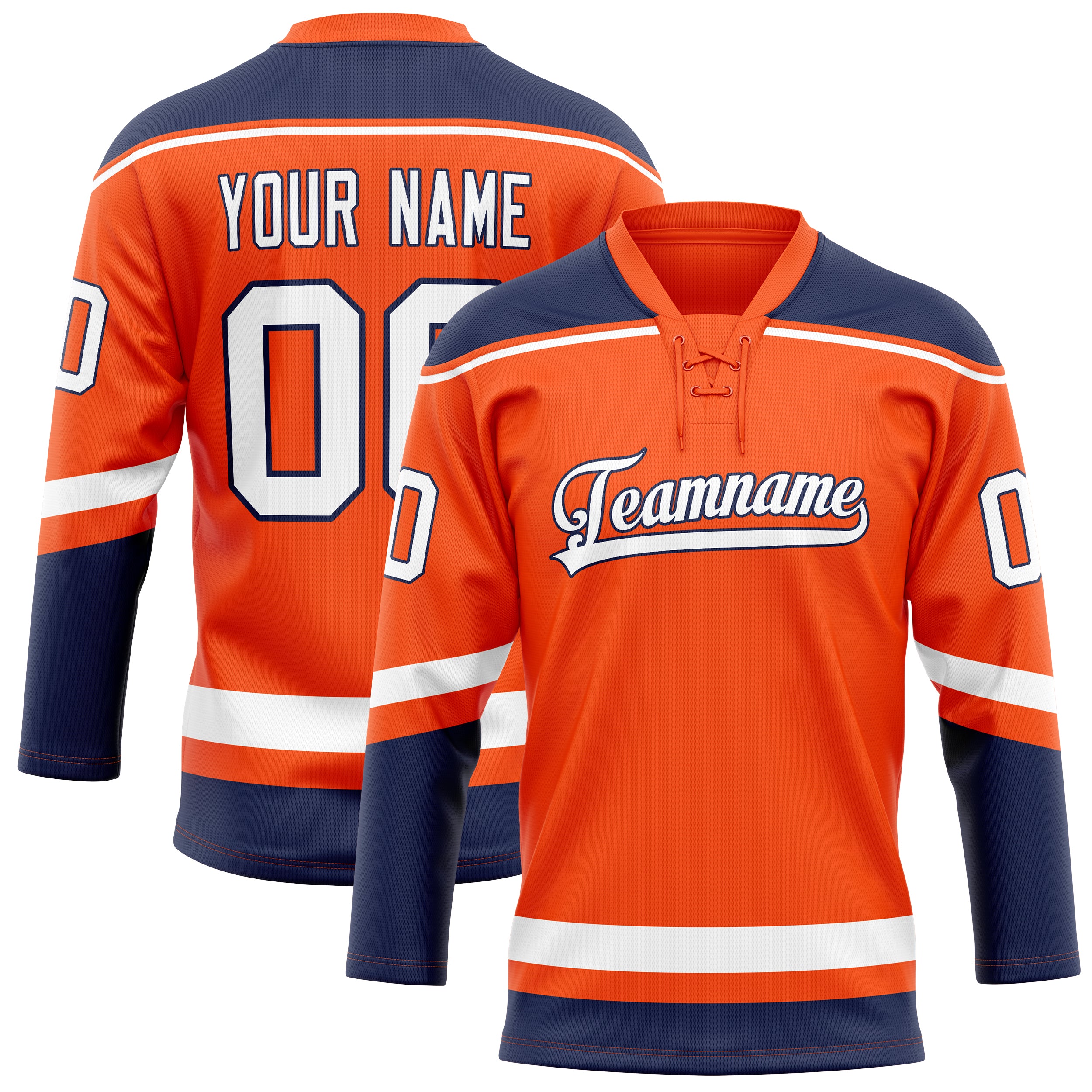 Personalized Orange & Navy Solid Colour Hockey Jersey