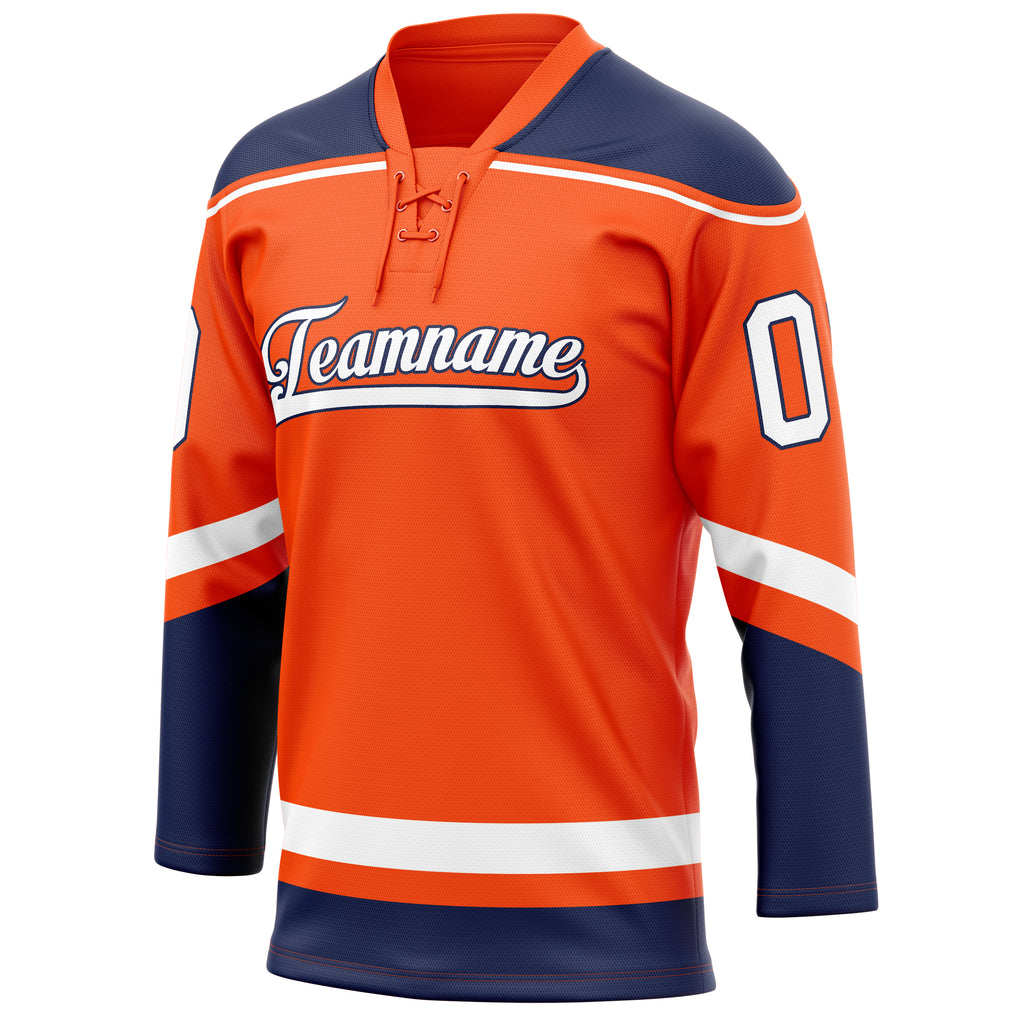 Personalized Orange & Navy Solid Colour Hockey Jersey
