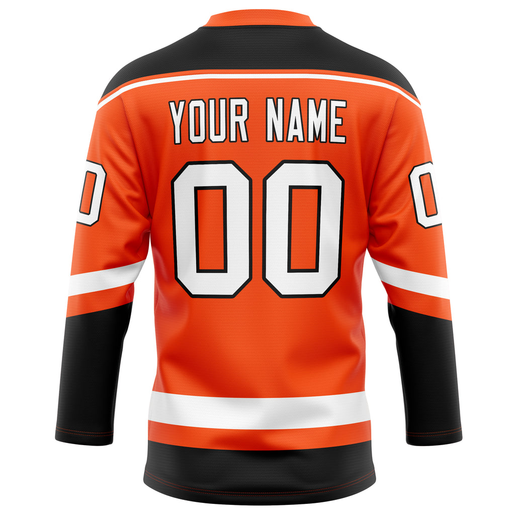Personalized Orange & Black Solid Colour Hockey Jersey