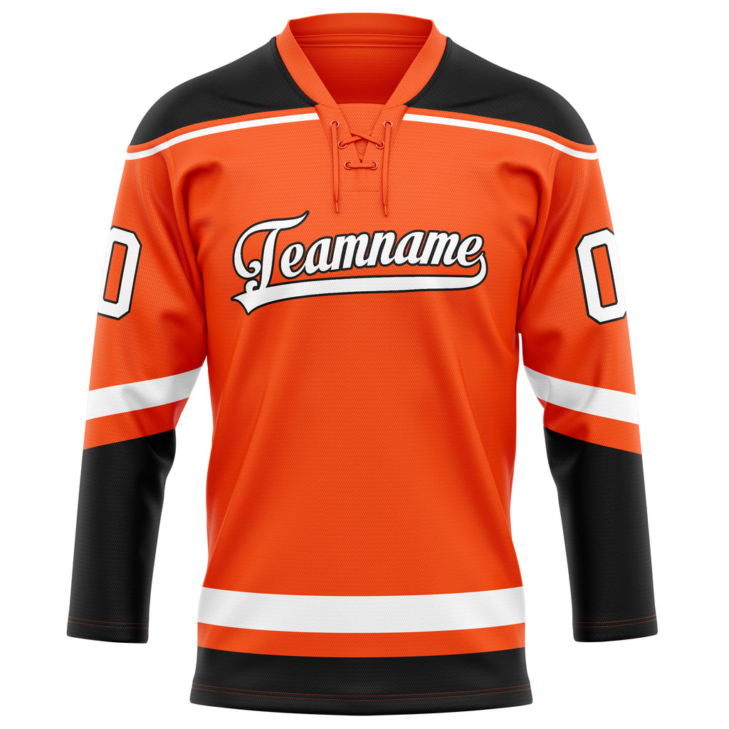 Personalized Orange & Black Solid Colour Hockey Jersey