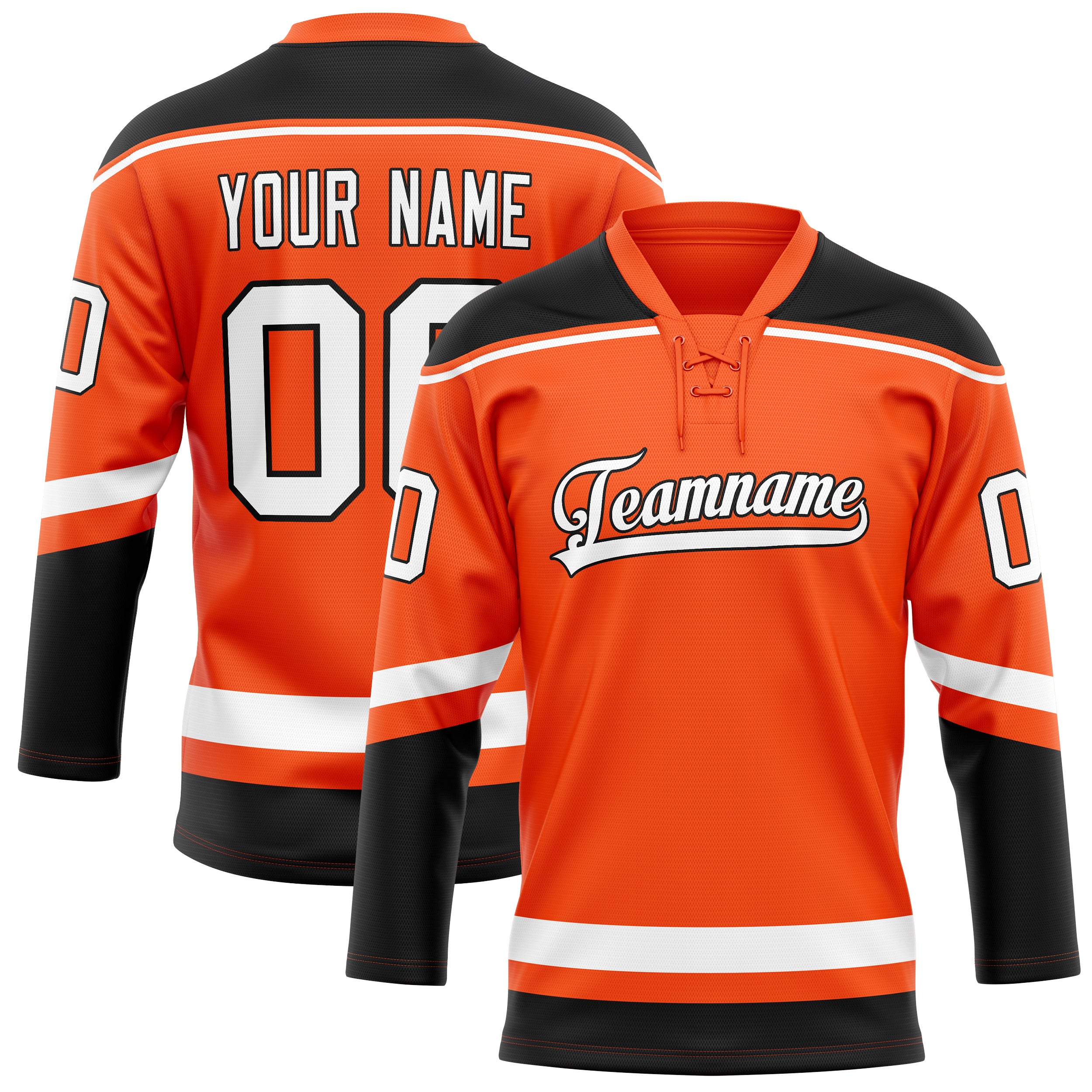 Personalized Orange & Black Solid Colour Hockey Jersey