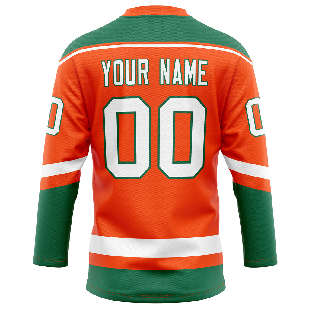 Personalized Orange & Kelly Green Solid Colour Hockey Jersey