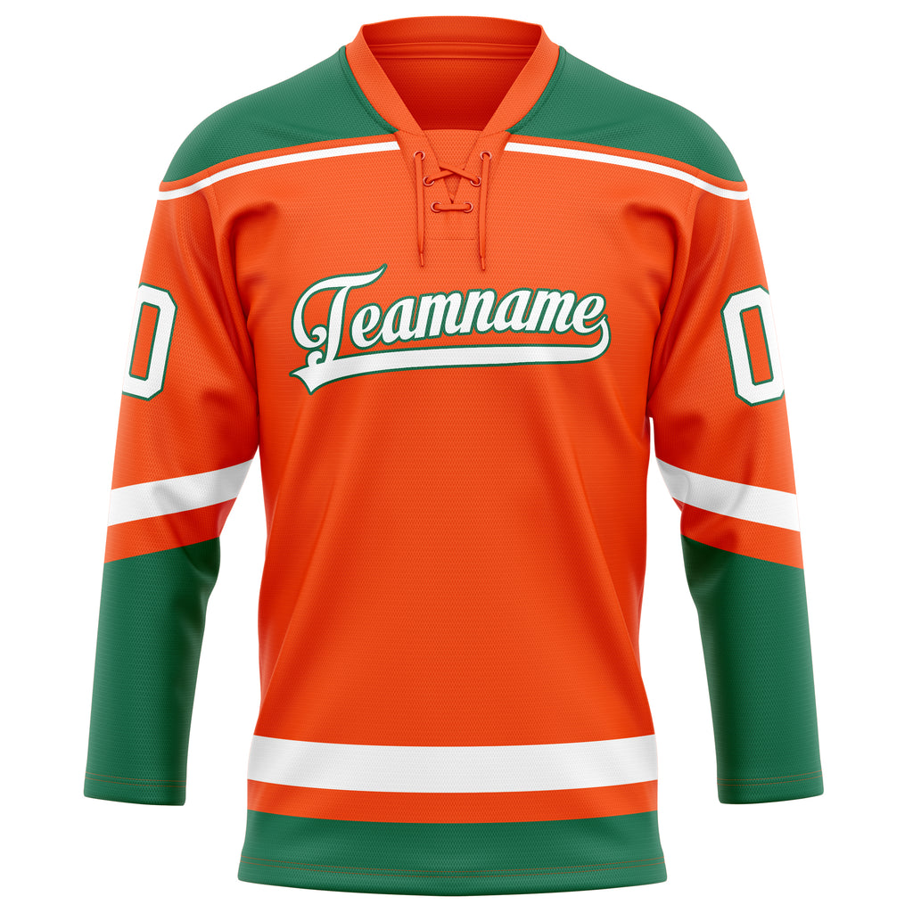 Personalized Orange & Kelly Green Solid Colour Hockey Jersey