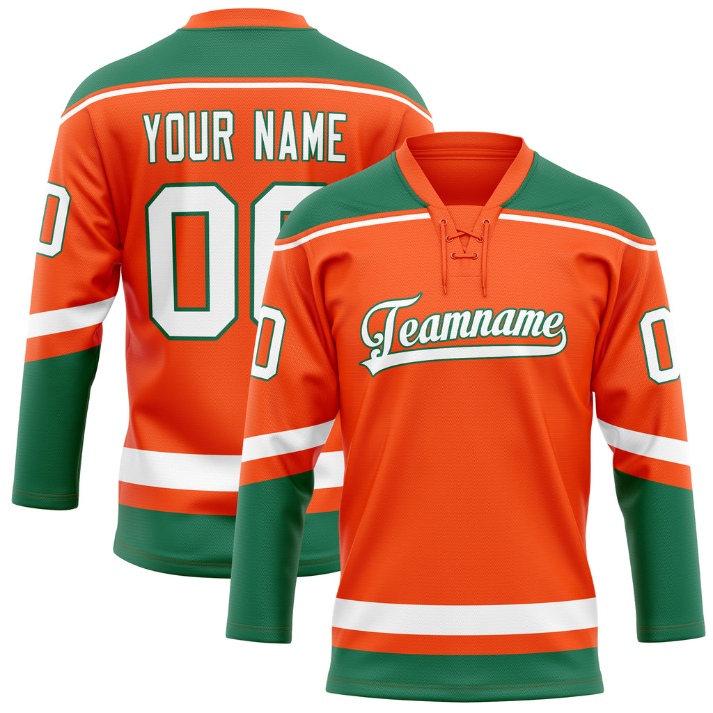 Personalized Orange & Kelly Green Solid Colour Hockey Jersey