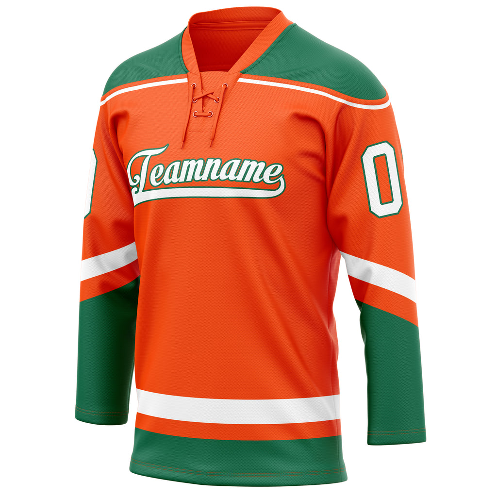 Personalized Orange & Kelly Green Solid Colour Hockey Jersey