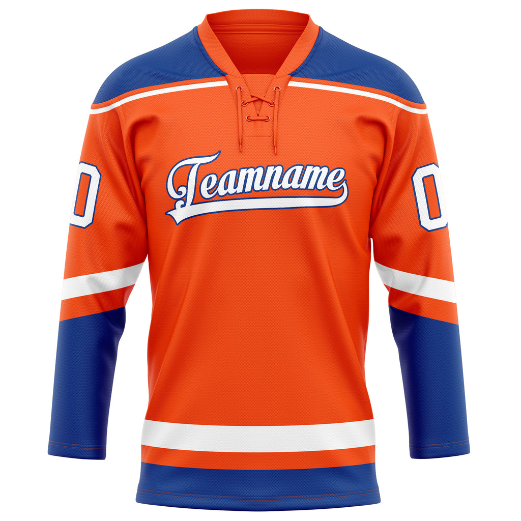 Personalized Orange & Royal Solid Colour Hockey Jersey