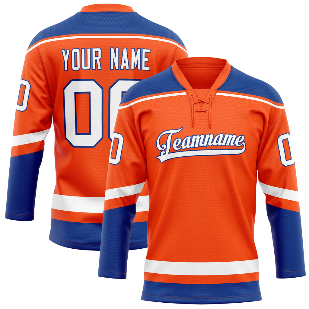 Personalized Orange & Royal Solid Colour Hockey Jersey