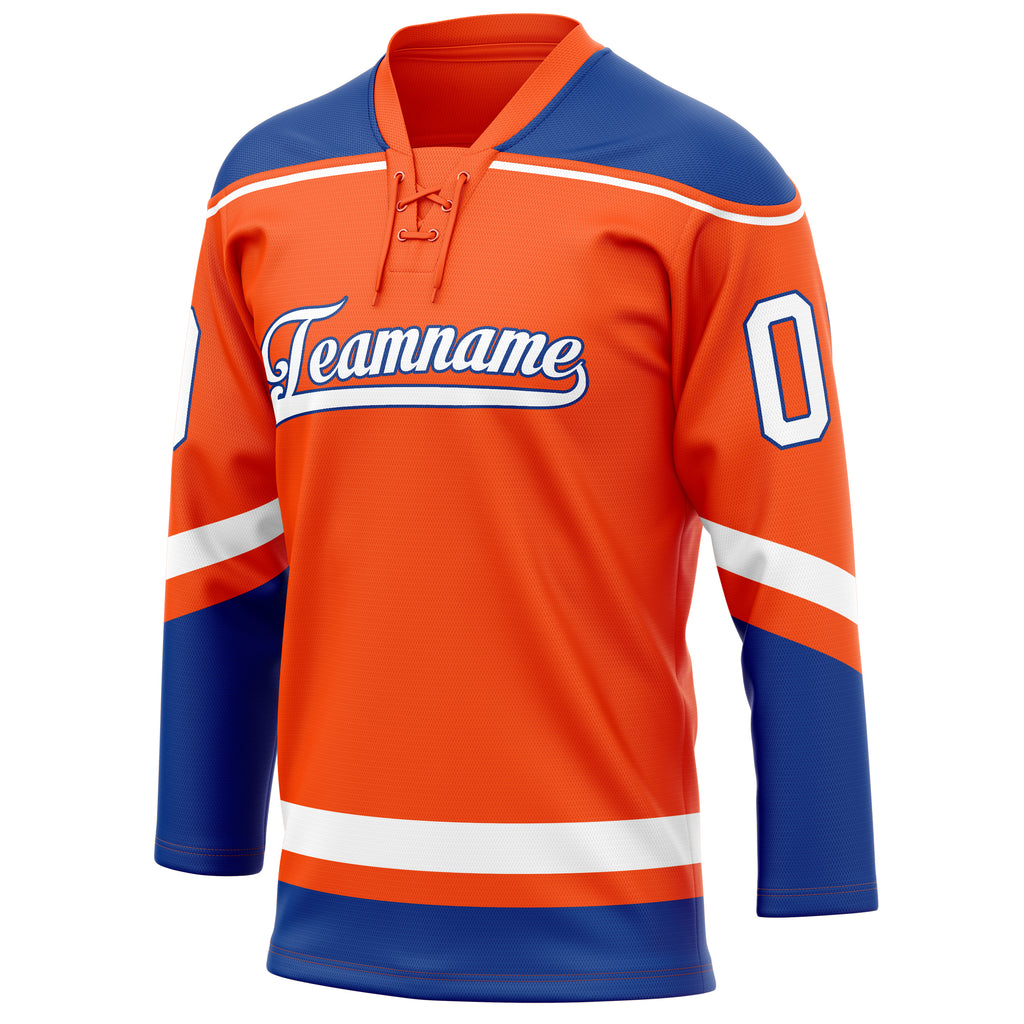 Personalized Orange & Royal Solid Colour Hockey Jersey