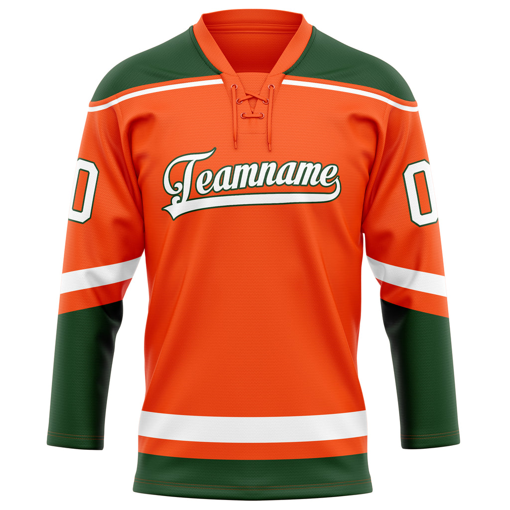 Personalized Orange & Kelly Green Solid Colour Hockey Jersey