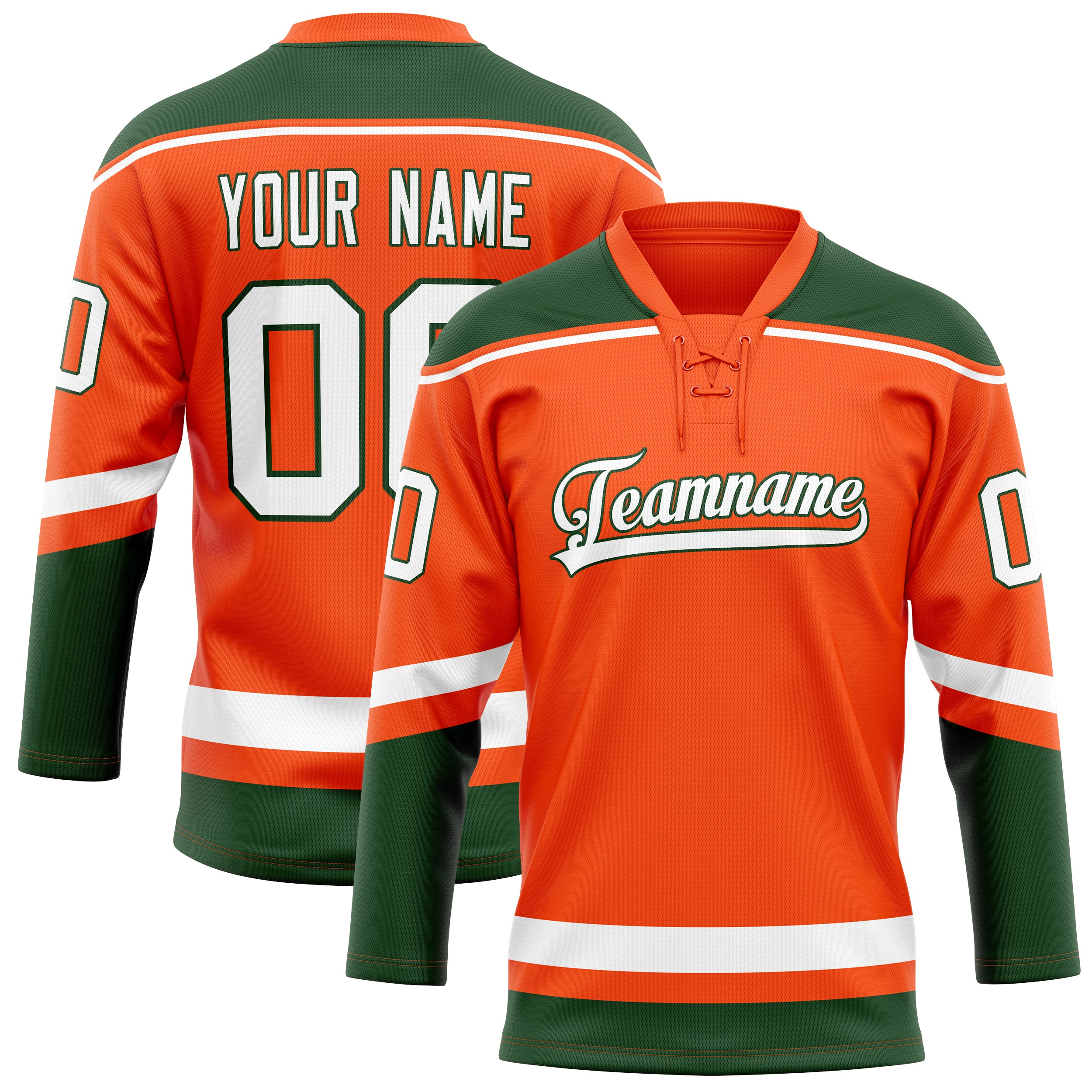 Personalized Orange & Kelly Green Solid Colour Hockey Jersey