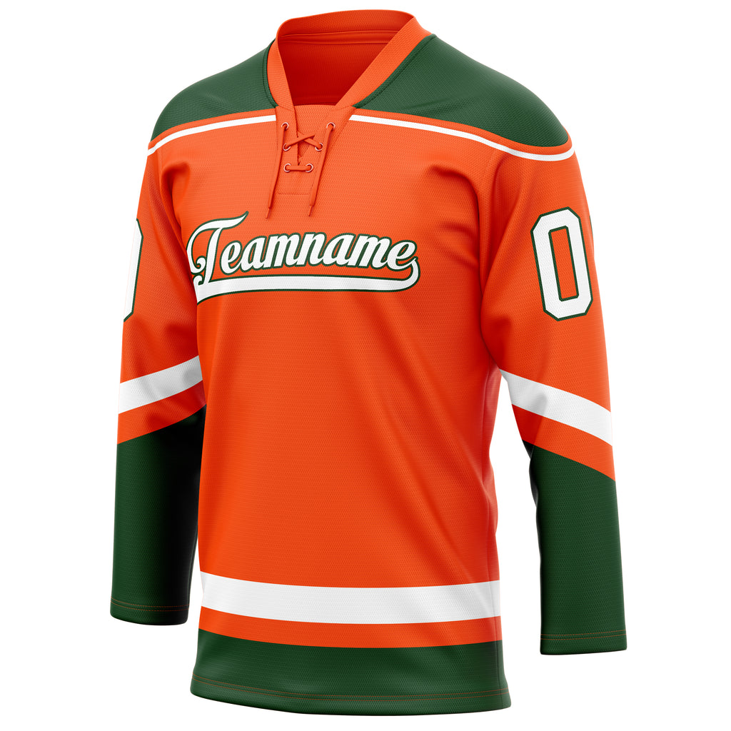 Personalized Orange & Kelly Green Solid Colour Hockey Jersey