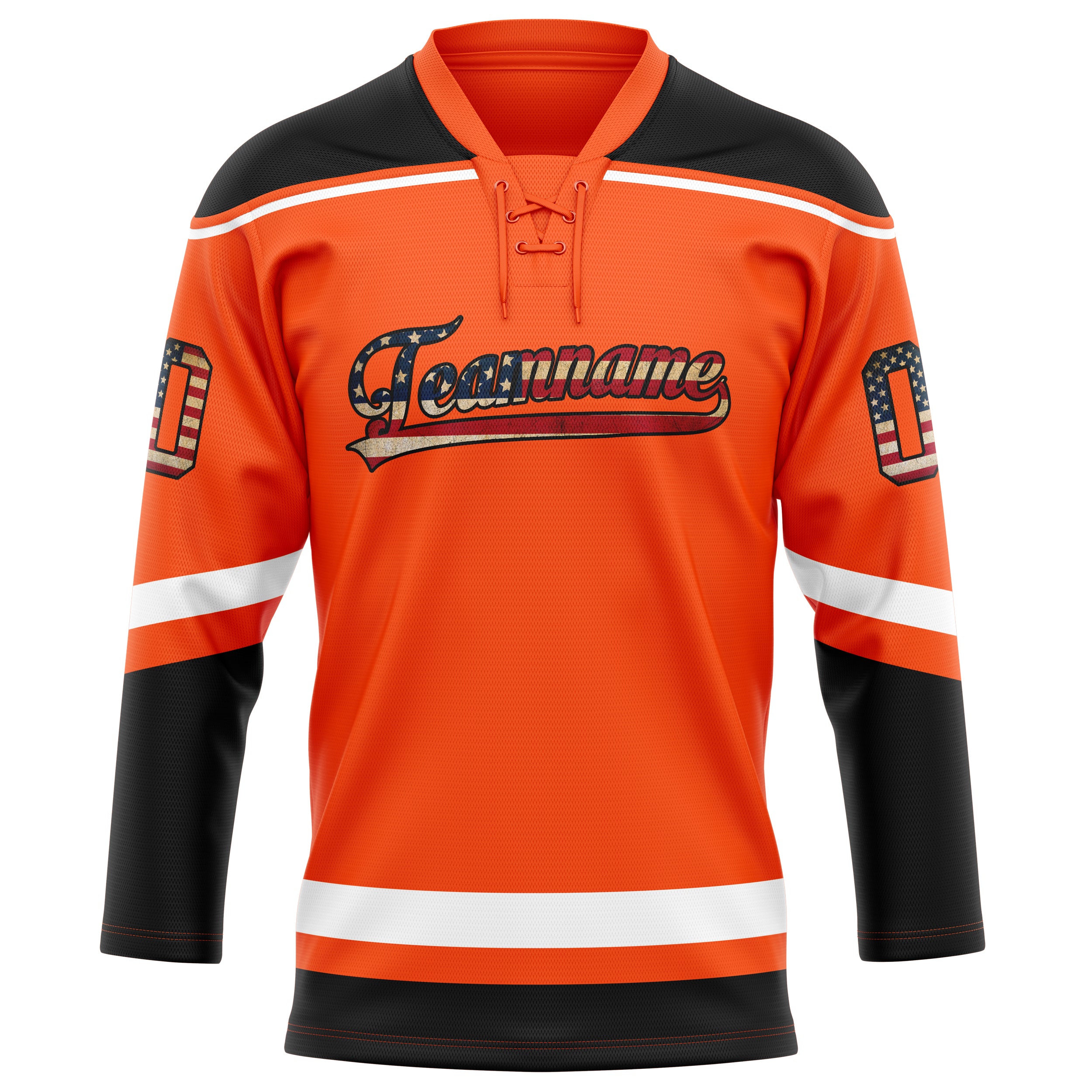 Personalized Orange & Black Solid Colour Hockey Jersey