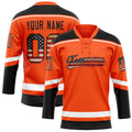 Personalized Orange & Black Solid Colour Hockey Jersey
