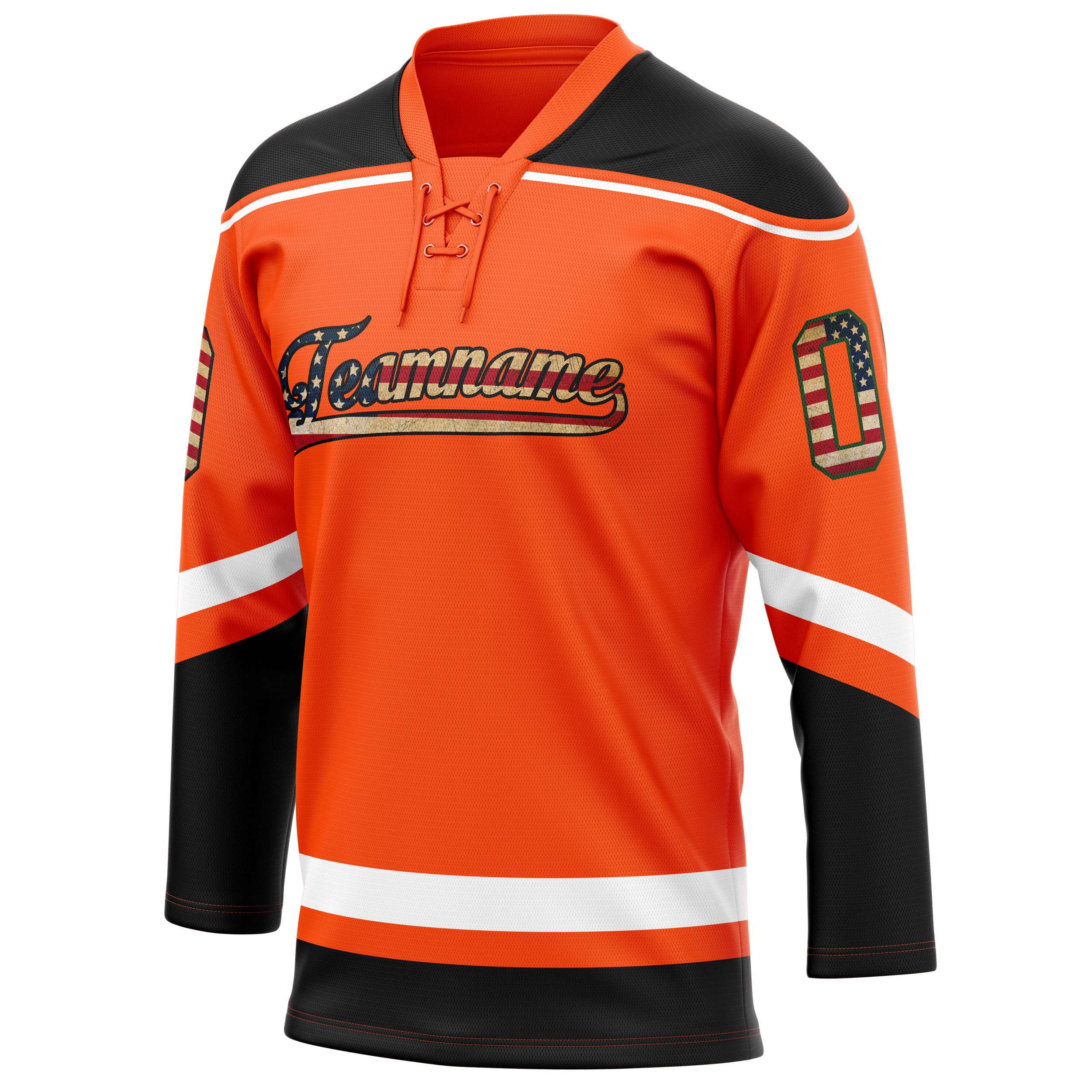 Personalized Orange & Black Solid Colour Hockey Jersey