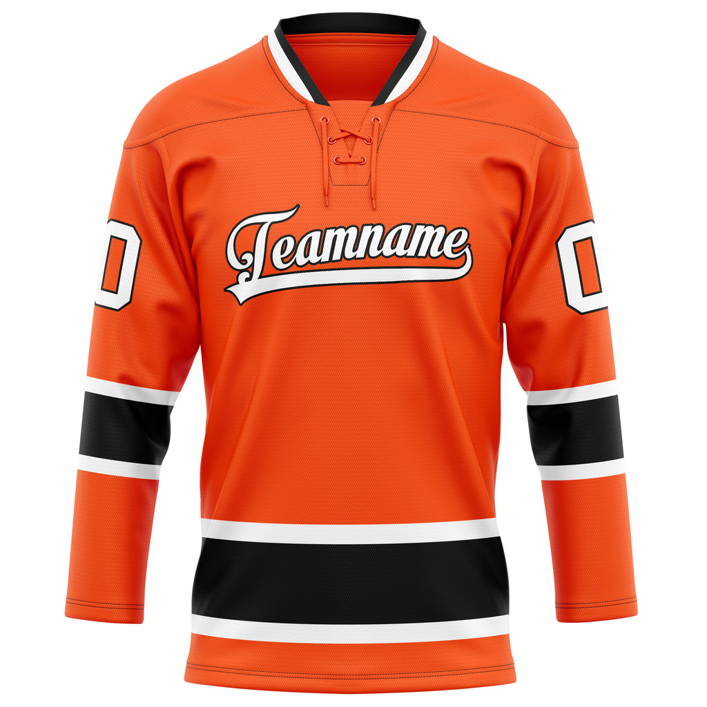 Personalized Orange & Black Solid Colour Hockey Jersey