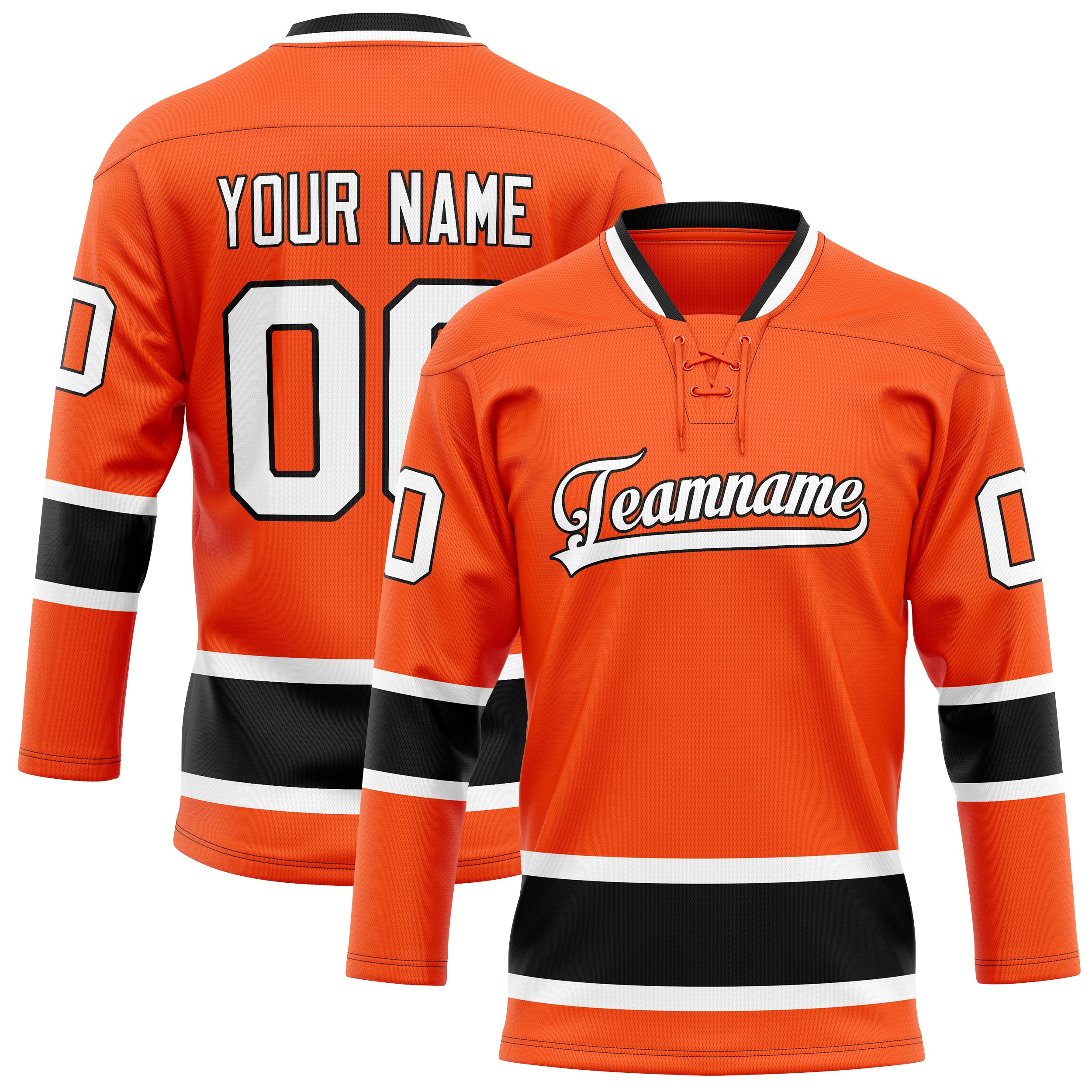Personalized Orange & Black Solid Colour Hockey Jersey